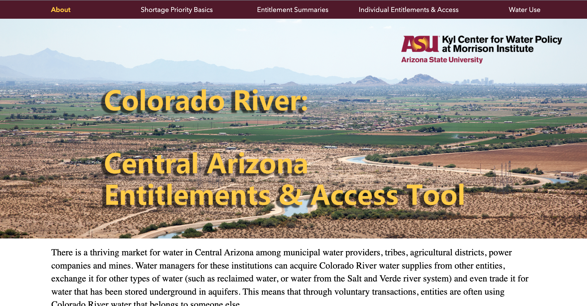 Screenshot of Central Arizona Entitlements and Access Tool