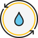 Water droplet within arrows representing updates