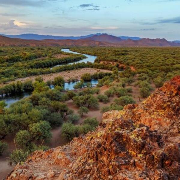 river running through desert landscape